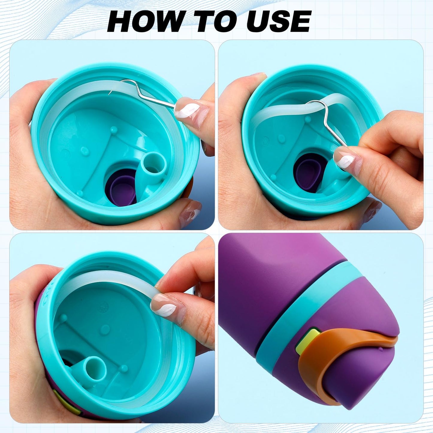 9pcs Water Bottle Replacement Parts Compatible with Owala FreeSip, Water Bottle Seal O Ring & Replacement Stopper for Owala 16/19/24/25/32/40oz Gasket Plug Lid Accessories BPA-Free