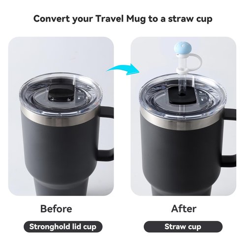 MITCHENIFY Silicone Straw Lid Accessories Set Compatible with YETI 30 oz Travel Mug, Convert Stronghold Lid to Straw Lid, Magnetic Slider Replacement, Including Straws, Spill Stoppers and Straw Covers