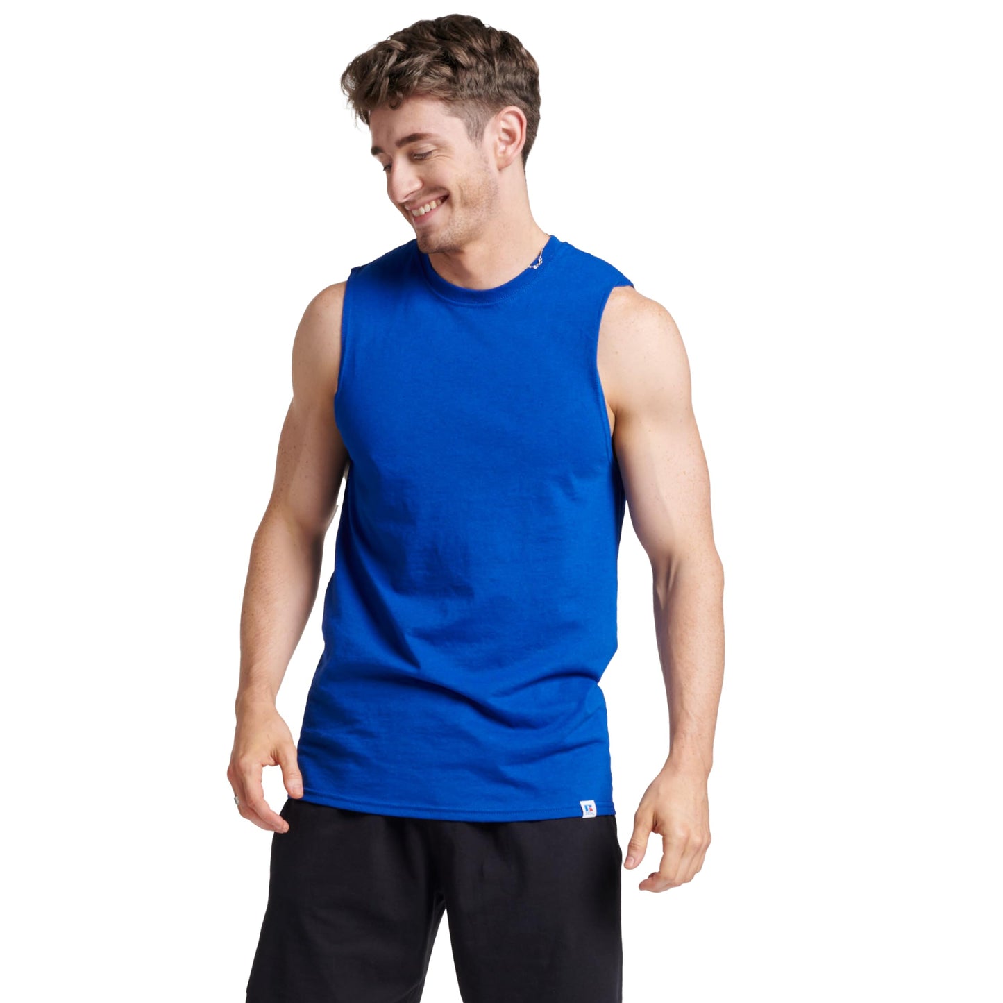 Russell Athletic Men's Cotton Performance Sleeveless Muscle T-Shirt,Royal,X-Large