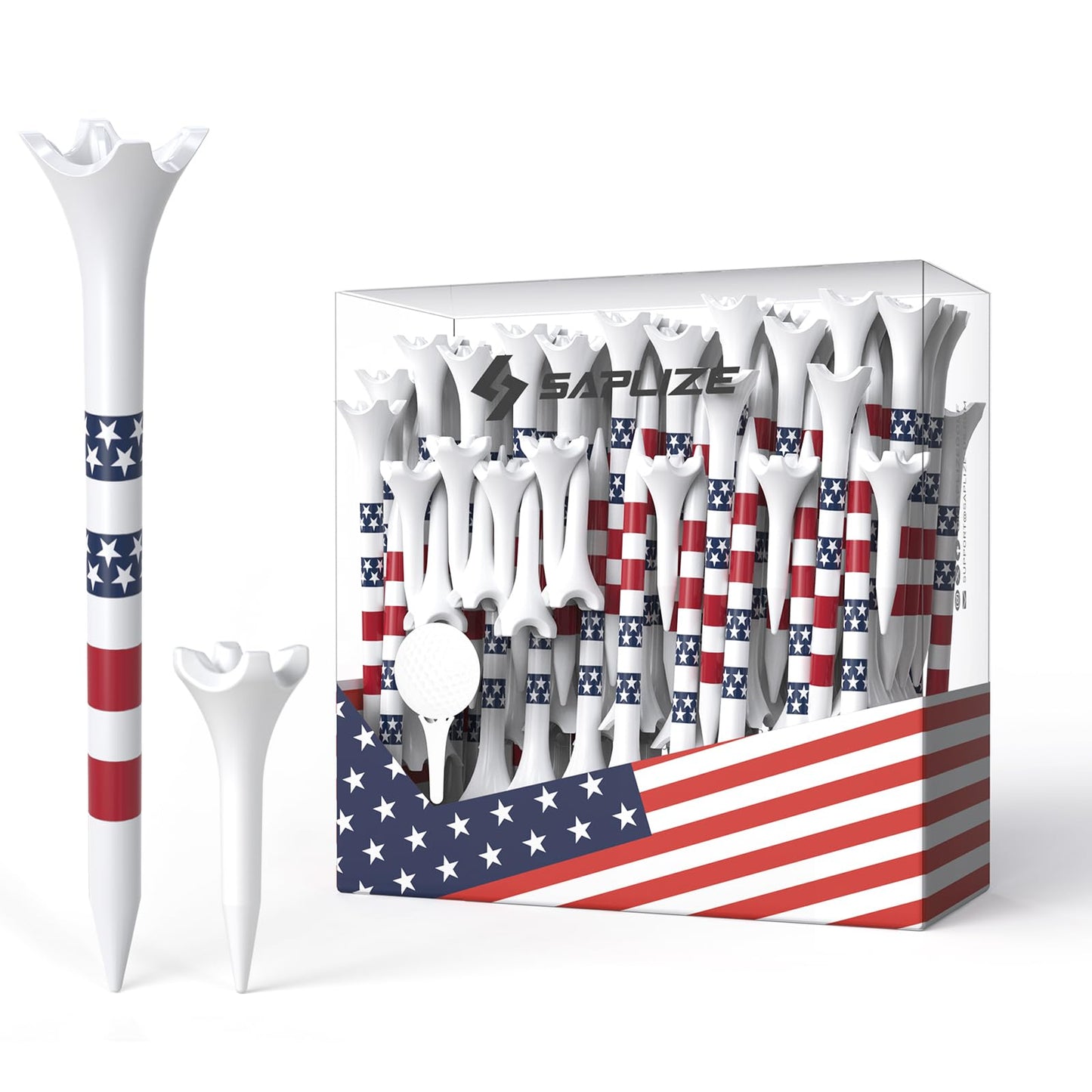 SAPLIZE Professional Plastic Golf Tees, 100 Pack Mixed Sizes(1-1/2'' & 3-1/4''), 4-Prong Low-Friction Tees for Driving, Practice & Golf Gifts