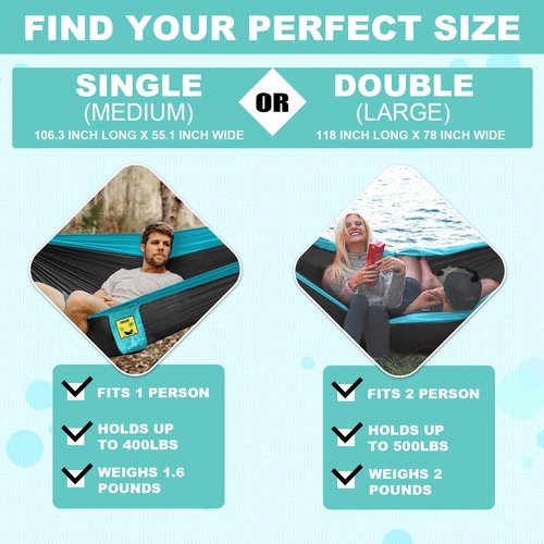 SZHLUX Camping Hammock Single Portable Hammocks with 2 Tree Straps and Attached Carry Bag
