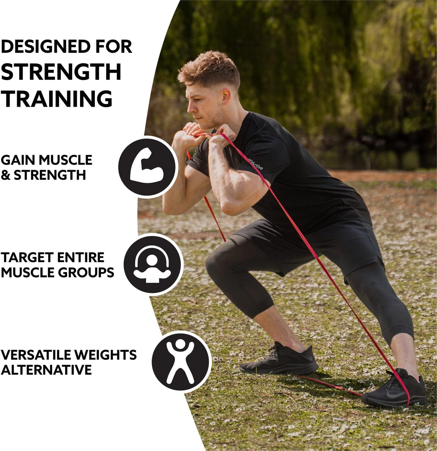 3DActive Pull Up Assist Band - Resistance Band for Strength Training, Powerlifting, Body Stretching, Crossfit - Exercise Guide Included.