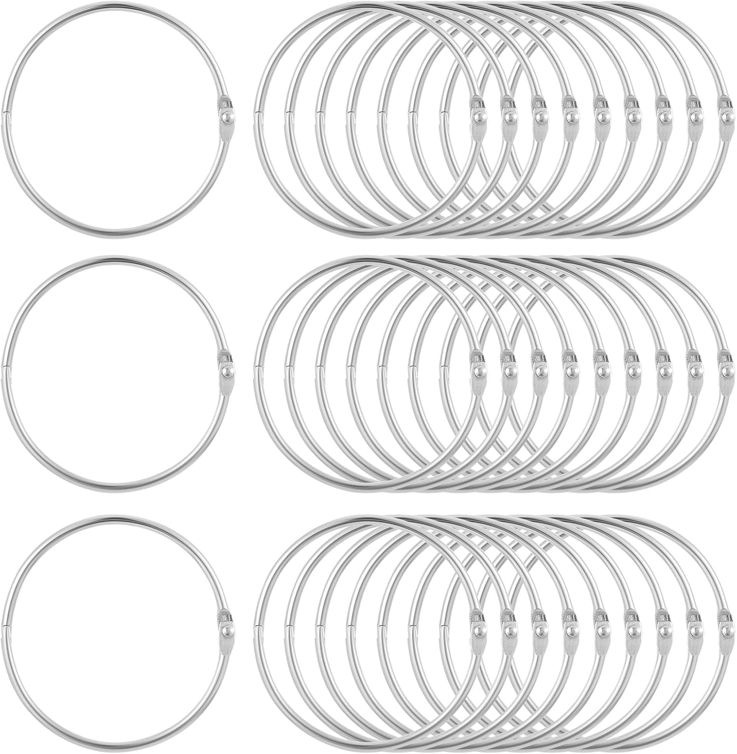 30 Pack Binder Rings 3 in Silver Loose Leaf Binder Ring, Small Book Rings Metal Rings for Index Cards, Notebook, Paper, Receipts Photos, DIY Crafts School Supplies