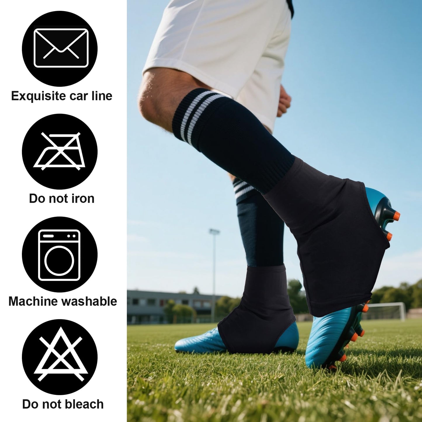 SEX POINT Spats Football Cleat Covers, Cleat Covers Football, Football Cleat Covers Youth for Soccer Baseball Kids Teenagers Adults, Cleat Spats Keeps Cleats Tied Turf Pellets Out (Black, Small)