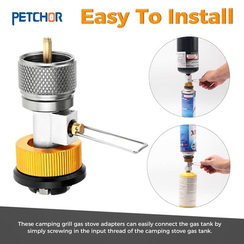 PETCHOR 3PCS Camping Stove Gas Refill Adapter Set, Propane Isobutane Butane Valve Converter, Refill Gas Shifter Universal Bottle for Camping Grill
