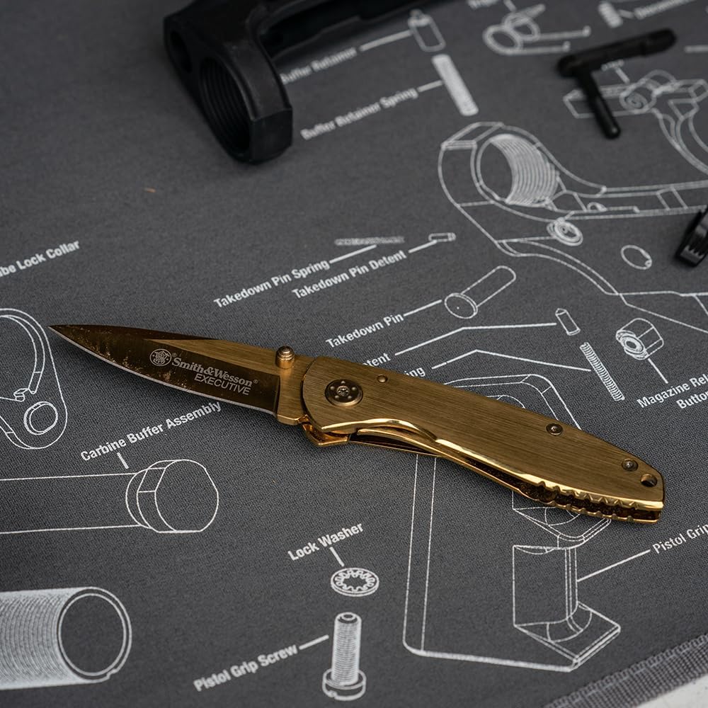 Smith & Wesson Executive CK110GL 6.8in High Carbon S.S. Folding Knife with 2.8in Drop Point Blade and Aluminum Handle for Outdoor, Tactical, Survival and EDC