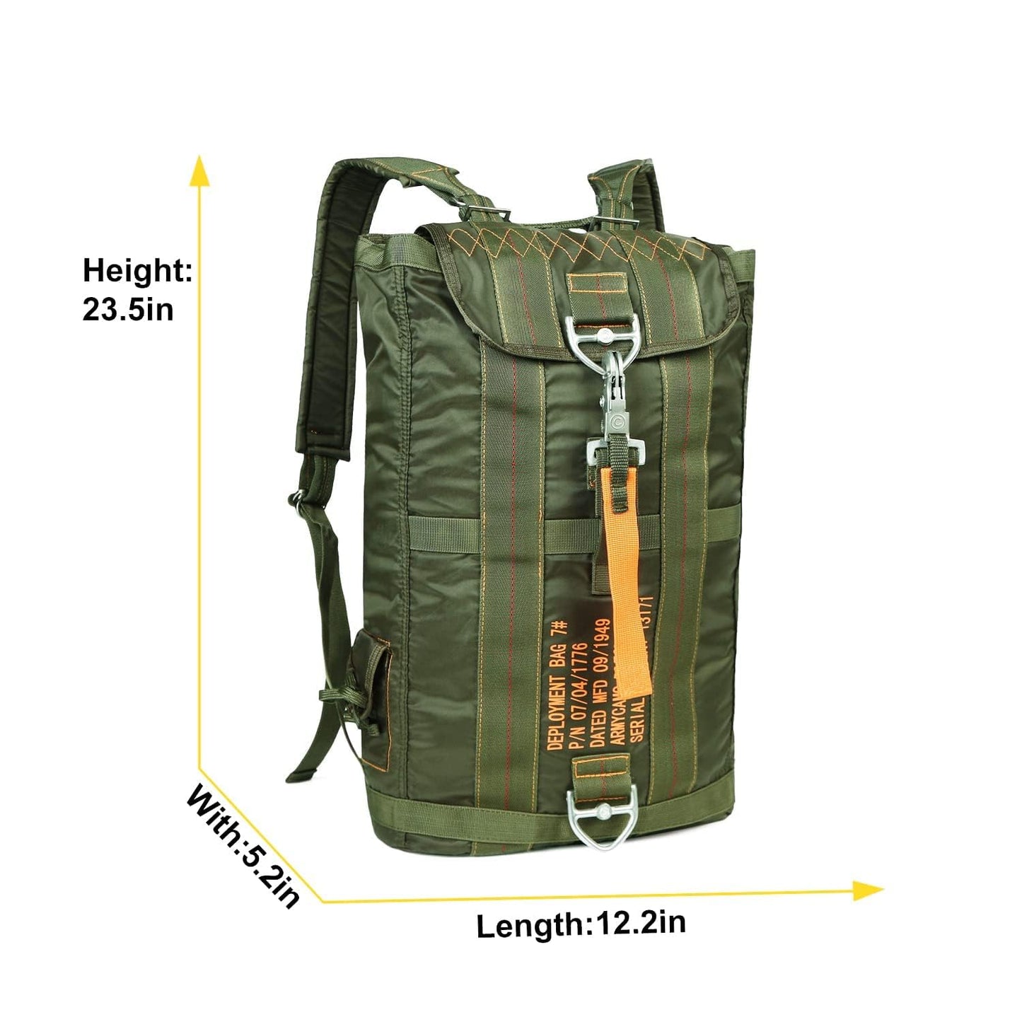 Military Tactical Backpack Parachute Buckles Hook Nylon Rucksacks Flight Backpacks Day Pack for Outdoor,Hiking,Camping (Green)