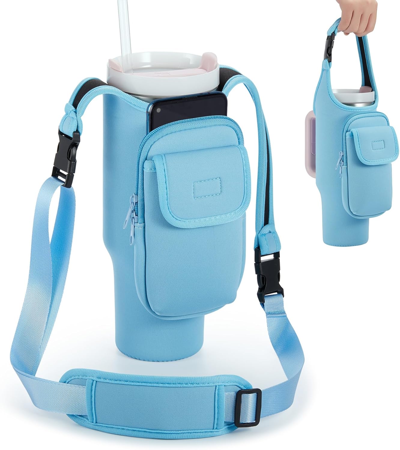 Insulated Neoprene Carrier Bag for Stanley 40/30oz Tumbler | Phone & Flap Pockets