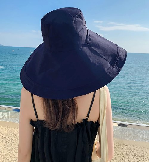 HUAMULAN 7" Wide Brim Women Summer Sun Floppy Hat Beach Bucket Fishing Hats Reversible Packable Travel Outdoor UV Protection