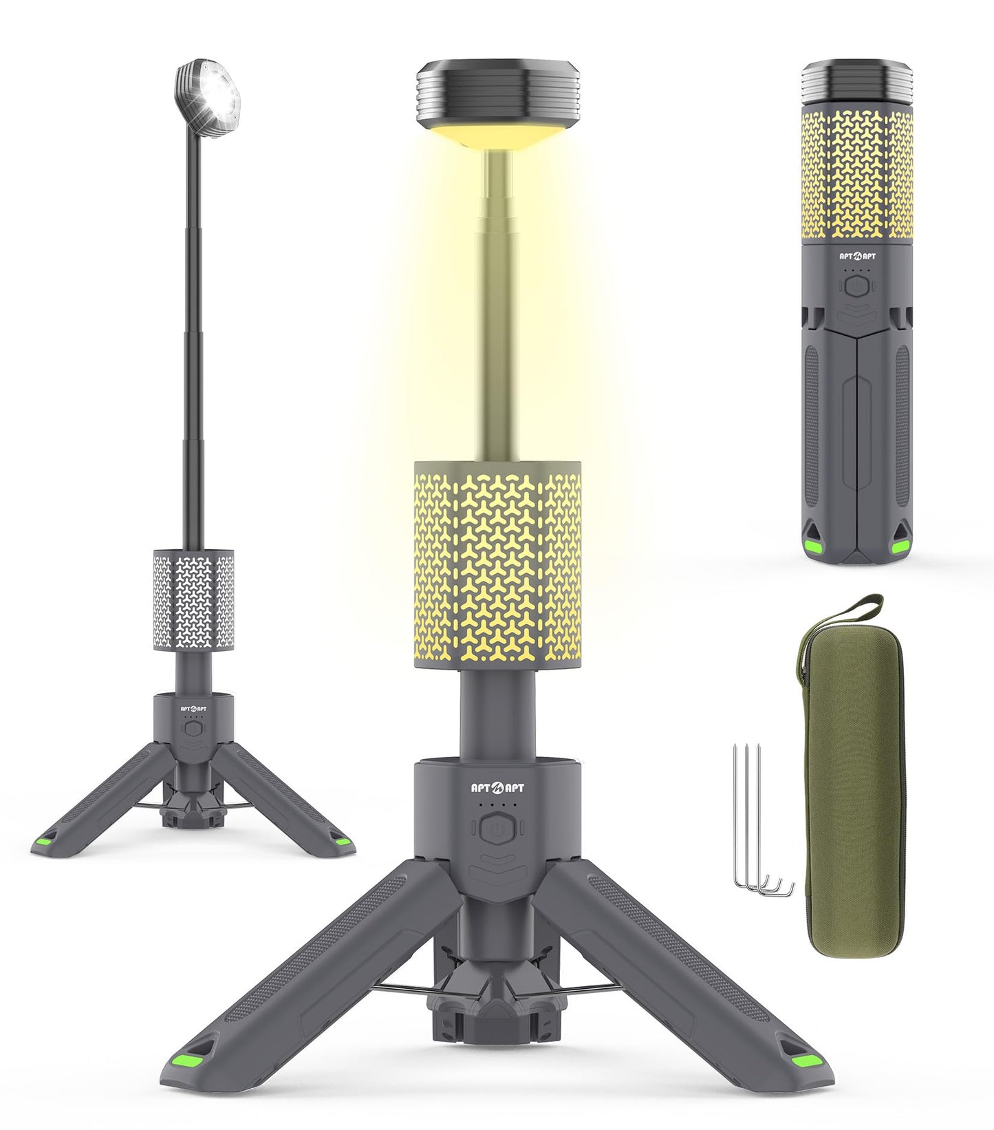 APTMAPT Telescopic Camping Light, Portable Collapsible Magnetic Camp Lantern Rechargeable,10500mAh Telescoping IP67 Waterproof Flashlights, Outdoor Gear for Emergency, Camping, Hiking (Gray)