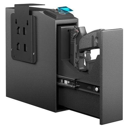 CLUTTO Biometric Slider Gun Safe for Handgun, Fingerprint Gun Safe Supports Quickly Access with 3 Ways, Fingerprint, PIN Code and Keypad (Black)