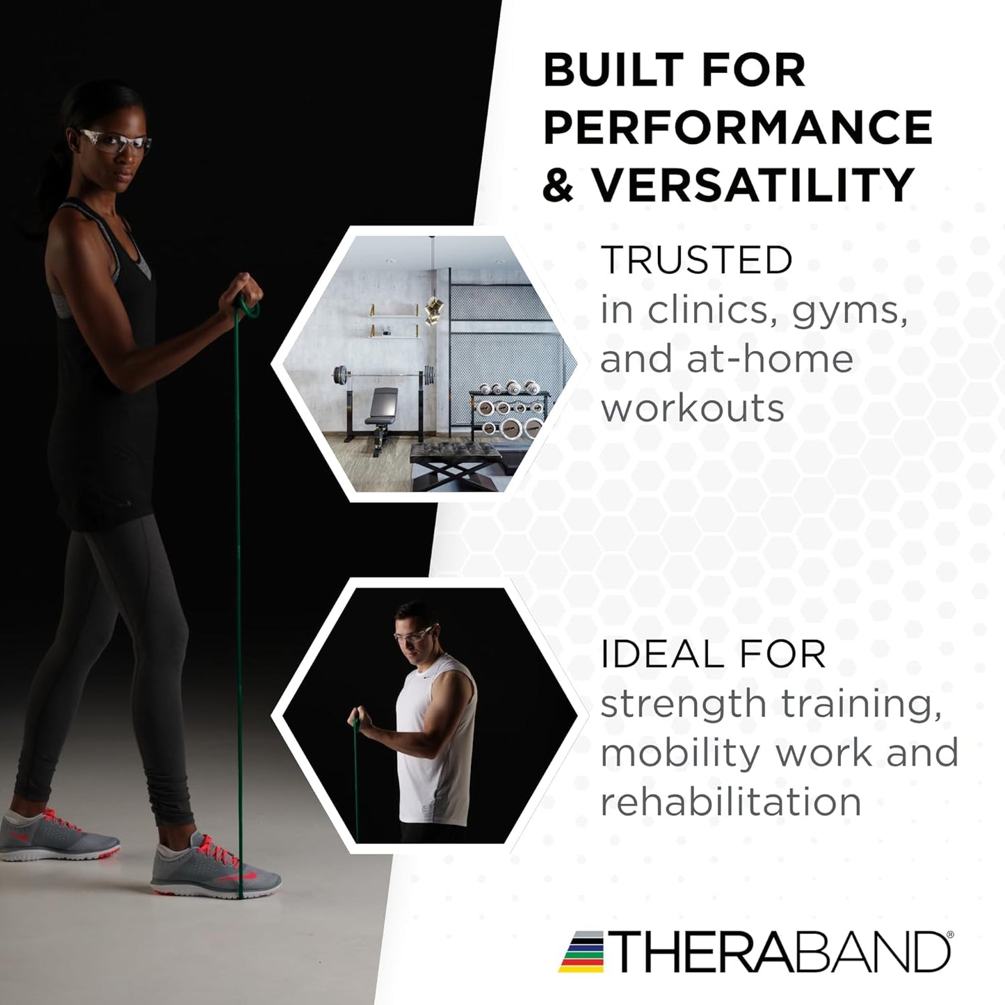 THERABAND Latex Resistance Tubing, Green, Heavy, Level 3, 25 ft Roll, Professional Grade for Upper and Lower Body Workouts, Cut-to-Length, Color-Coded Resistance Levels