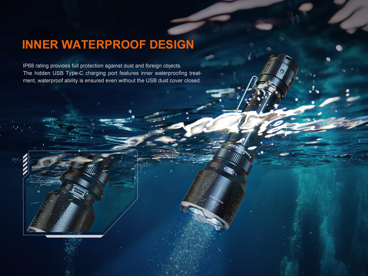 Fenix TK22R Tactical Flashlight, 3200 Lumens USB-C Rechargeable, 525 Yards Long Throw, High Power Super Bright with Lumentac Organizer