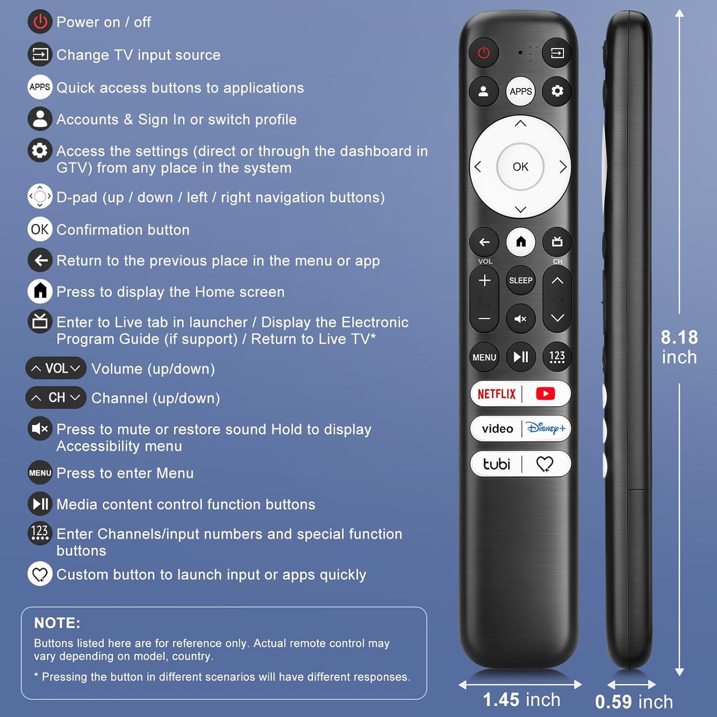(Pack of 2) Replacement-Remote-Control for Roku-TV,Compatible for TCL Roku/Hisense Roku/Onn Roku/Philips Roku Smart TVs(Not for Roku Stick and Box)