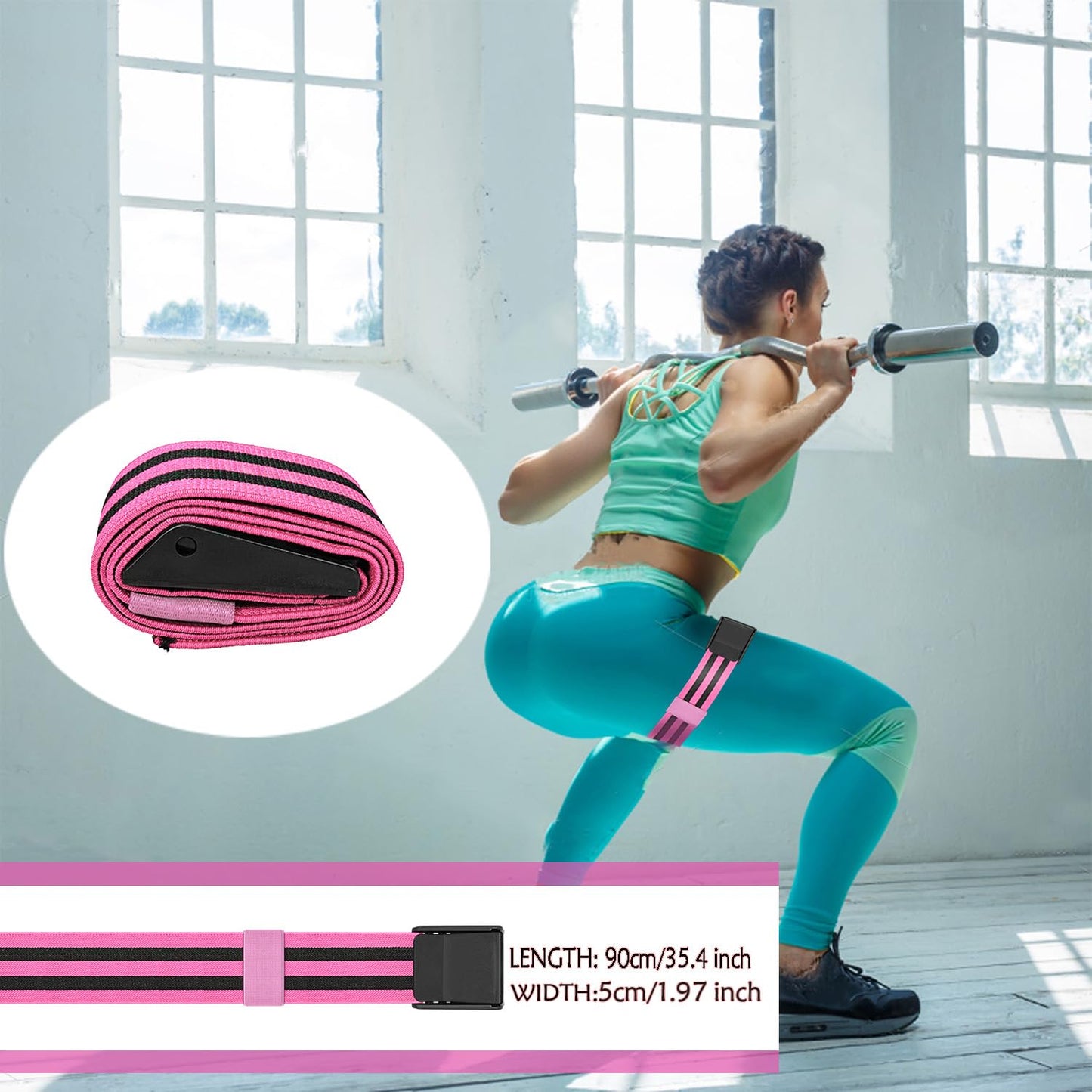 AITINIA Booty Bands, Booty Bands for Working Out,Blood Flow Restriction Bands,Adjustable BFR Training Bands,Best Fabric Resistance Bands for Exercising Your Butt, Squat, Thigh, Fitness (Pink)