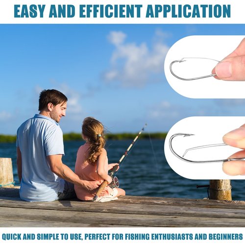 Rotatingpals 90 Pcs Weedless Wacky Rig Hooks 1/0 2/0 3/0 Bass Fishing Rig Worm Hooks Wide with Box for Wacky Rigging Worm Lure