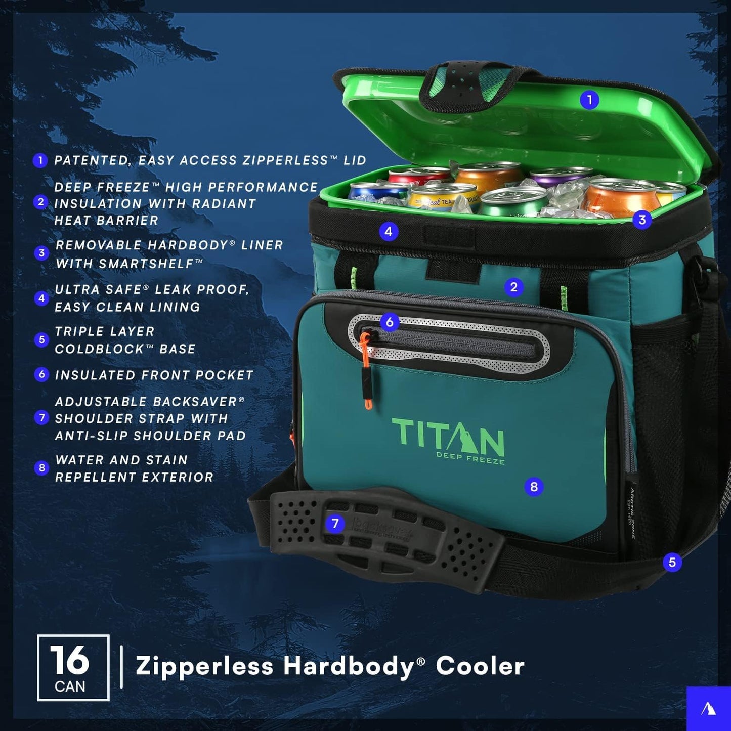 Titan by Arctic Zone 30 Can Zipperless Soft Cooler with HardBody Liner