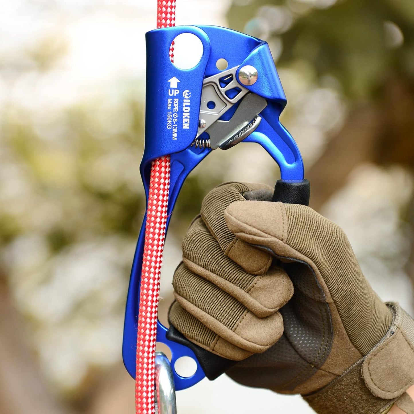 WILDKEN Climbing Hand Ascender Outdoor Mountaineering Tree Arborist Climbing Rappelling Equip Hand Ascender for 8-14MM Rope Left Right Hand Ascender