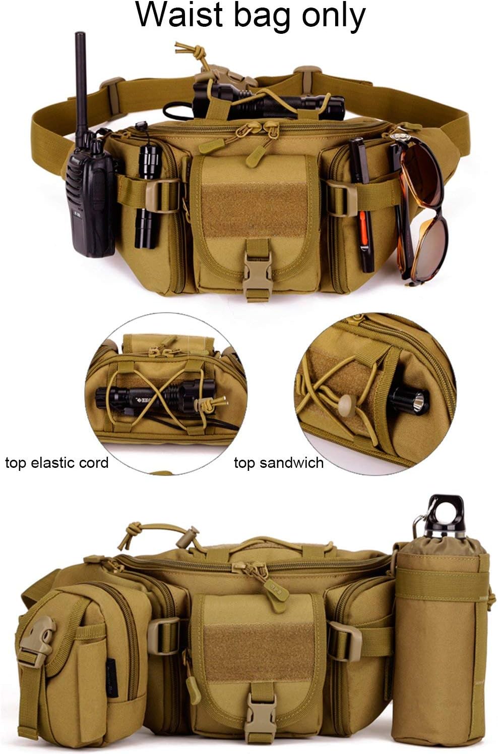 Huntvp Tactical Waist Pack Bag Military Fanny Packs WR Hip Belt Bag Pouch for Hiking Climbing Outdoor Bumbag