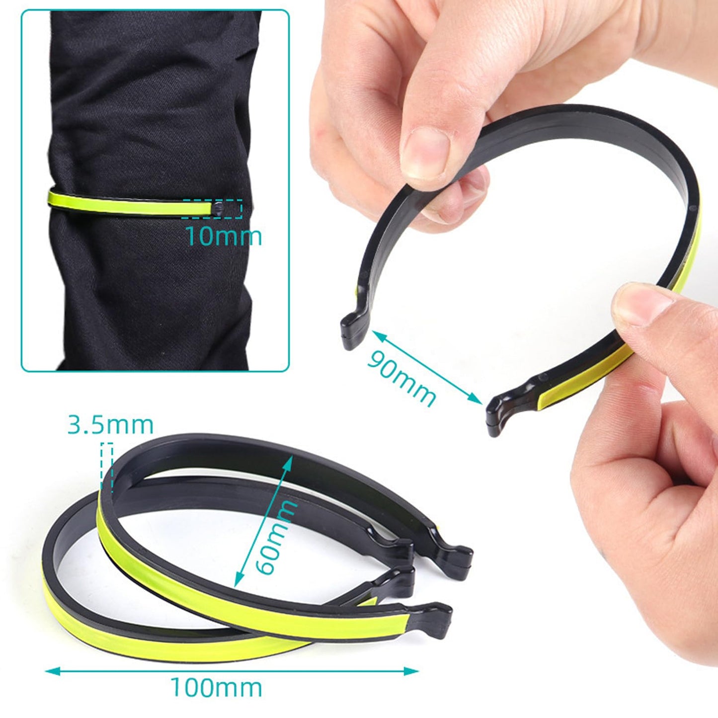 2PCS Cycling Trouser Clips Cycle Accessories, Bicycle Accessories for Men Women Runners, Universal Elastic Ankle Straps for Cycling Trouser Wrap Clip Reflective Gear Accessories Outdoor (Green)