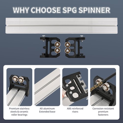 SPG Archery Extended Arrow Spinner, Arrow Spine Tester Straightness Squaring Tool, Arrow Balance Checker Arrow Roller for Checking Arrows (Extended Spinner)