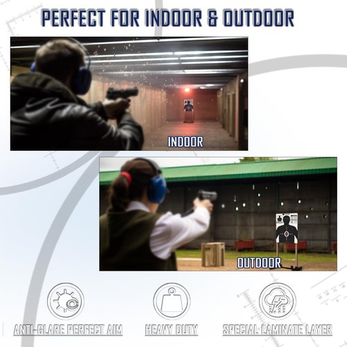 KNINE OUTDOORS Shooting Targets Paper, 17x25 inch, Bulk for Hunting, Handguns, Pistols, Rifles, Silhouette with Red Bullseye, Black Design (25 Pack)