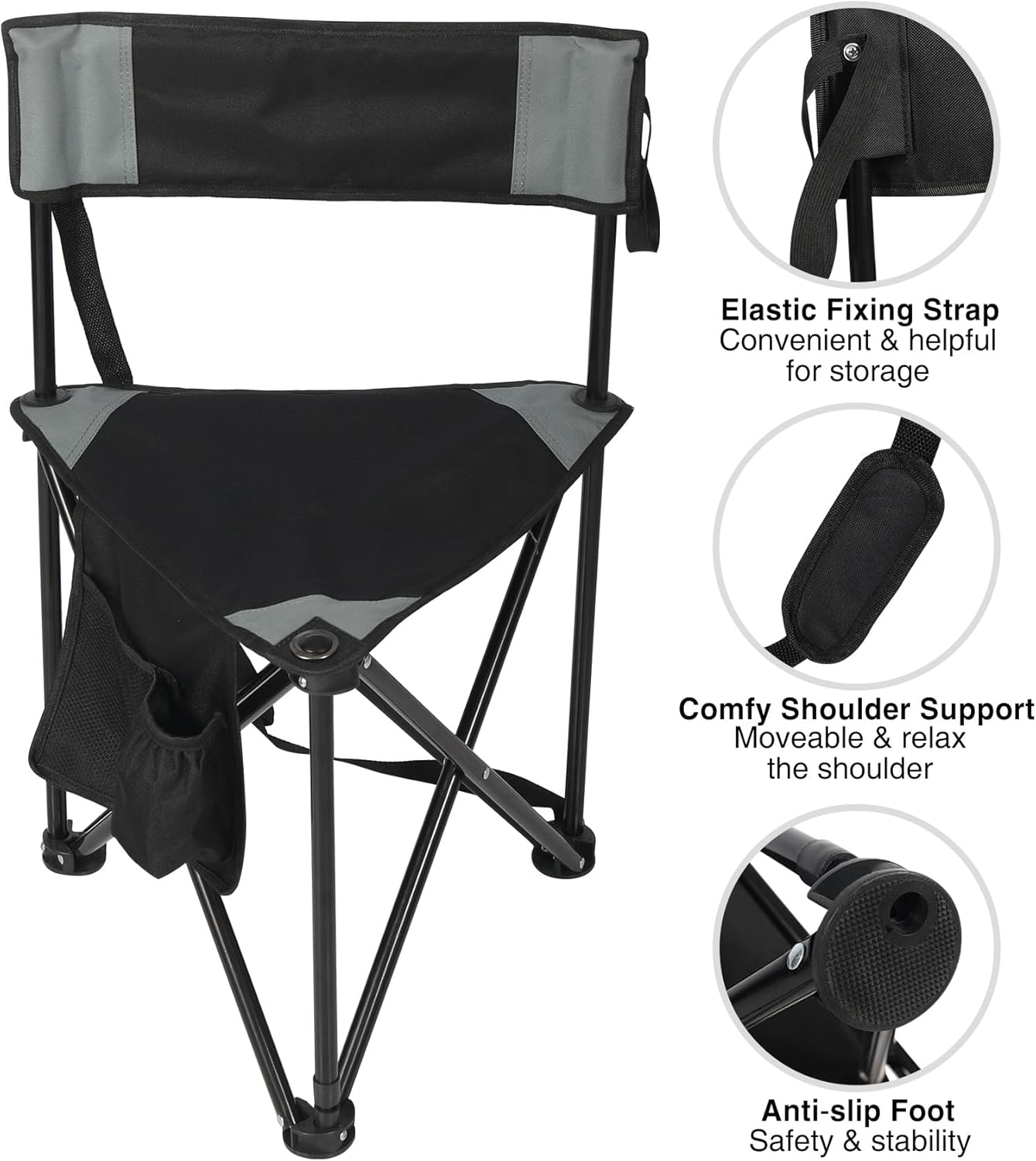 REDCAMP 2 Pack Tripod Hunting Chairs for Blinds, Folding Lightweight Portable Fishing Chair for Adults Hunting Stools with Backrest, Golf Chairs for Spectators, Camo