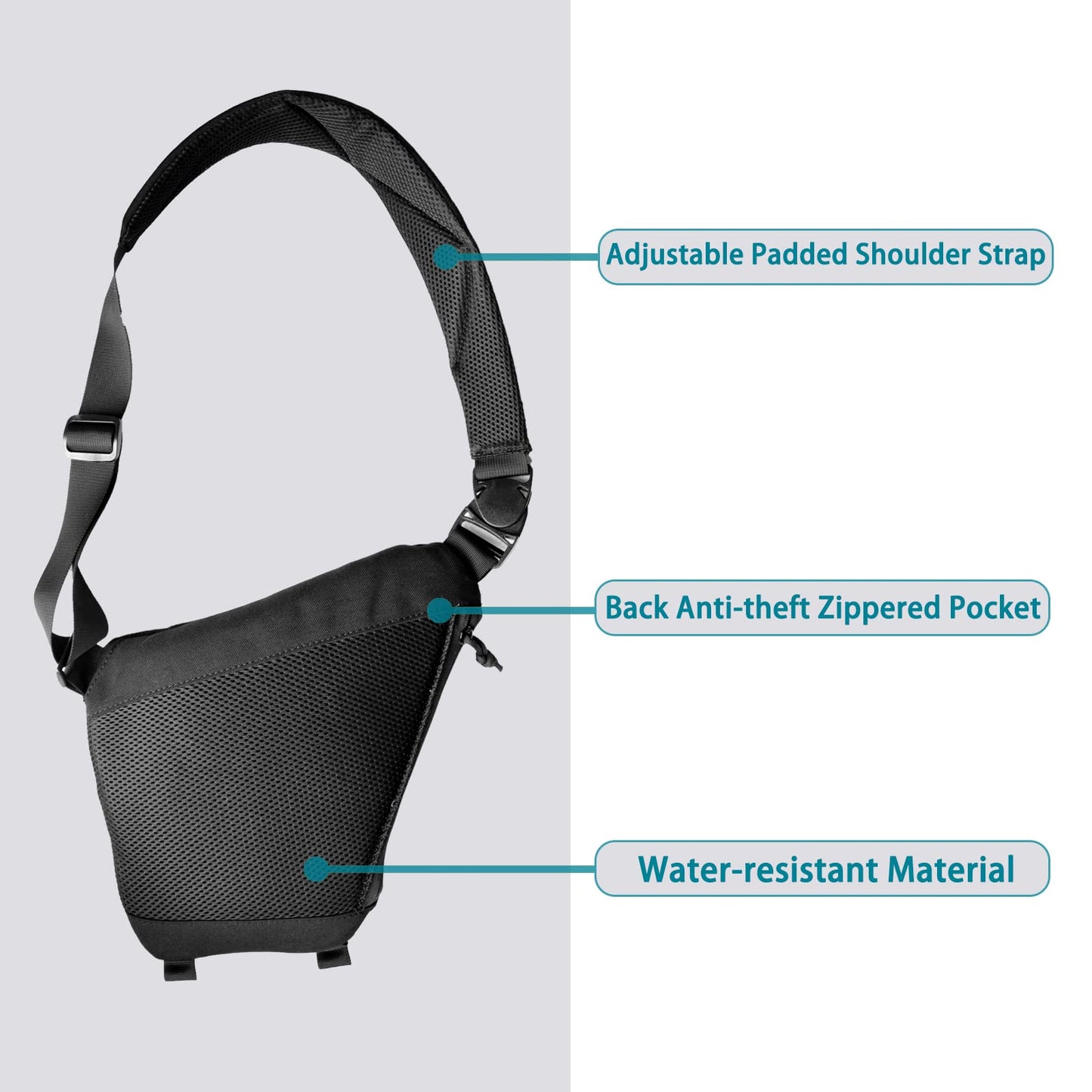 GAZJYUSP Sling Bag-Anti-theft Crossbody Shoulder Bag for Men and Women Anti Theft Travel Bag Concealed Carry of Handgun for Casual Stealth Personal Pocket Bag (Black)