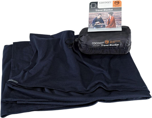 cocoon - Premium - Merino Wool/Silk Travel Blanket - Cozy, Soft, Warm, Lightweight - Graphite Grey