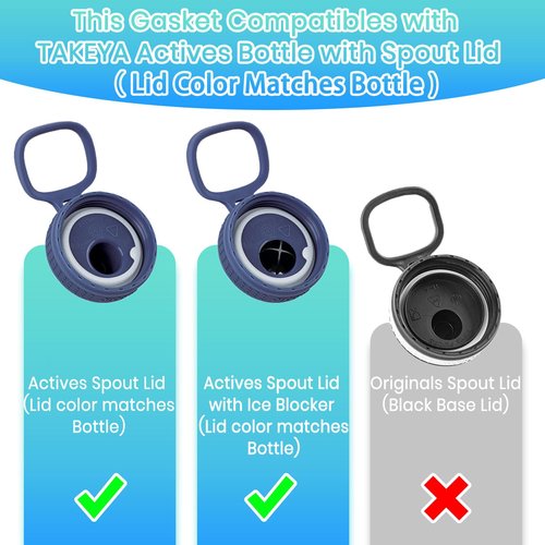 BOSORIO 4 Pack Gaskets Compatible with TAKEYA Actives 18oz 22oz 24oz 32oz 40oz Water Bottle with Spout Lid, Replacement O Ring Rubber Seals Part(Not for TAKEYA Originals)