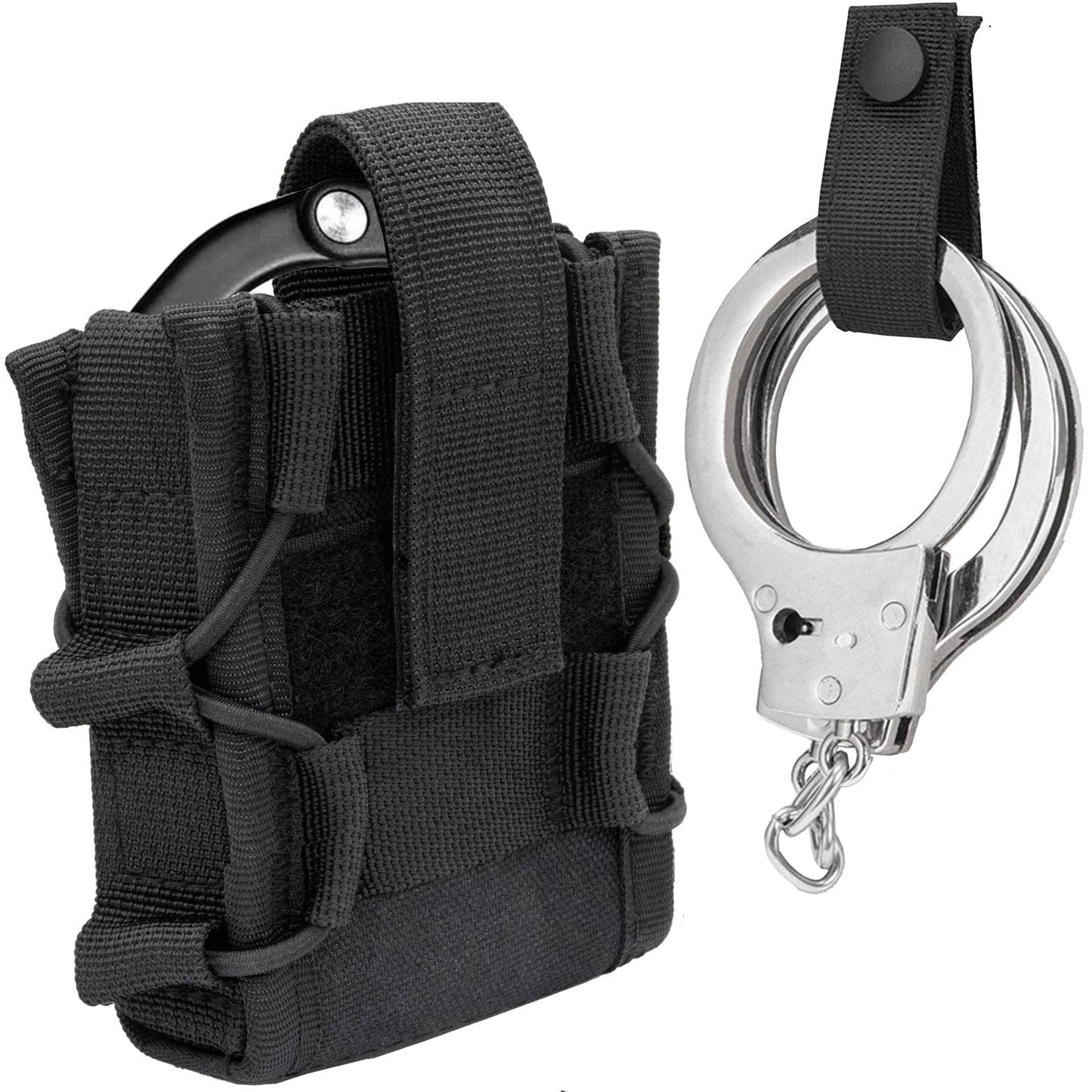 Holster and Strap Holder Kit, Handcuff Case and Pouch for Duty Belt Fits Asp, Hinged, Chain, Folding Rigid Handcuffs Compatible With Molle Belts
