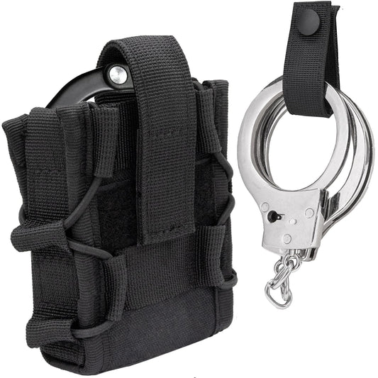 Holster and Strap Holder Kit, Handcuff Case and Pouch for Duty Belt Fits Asp, Hinged, Chain, Folding Rigid Handcuffs Compatible With Molle Belts