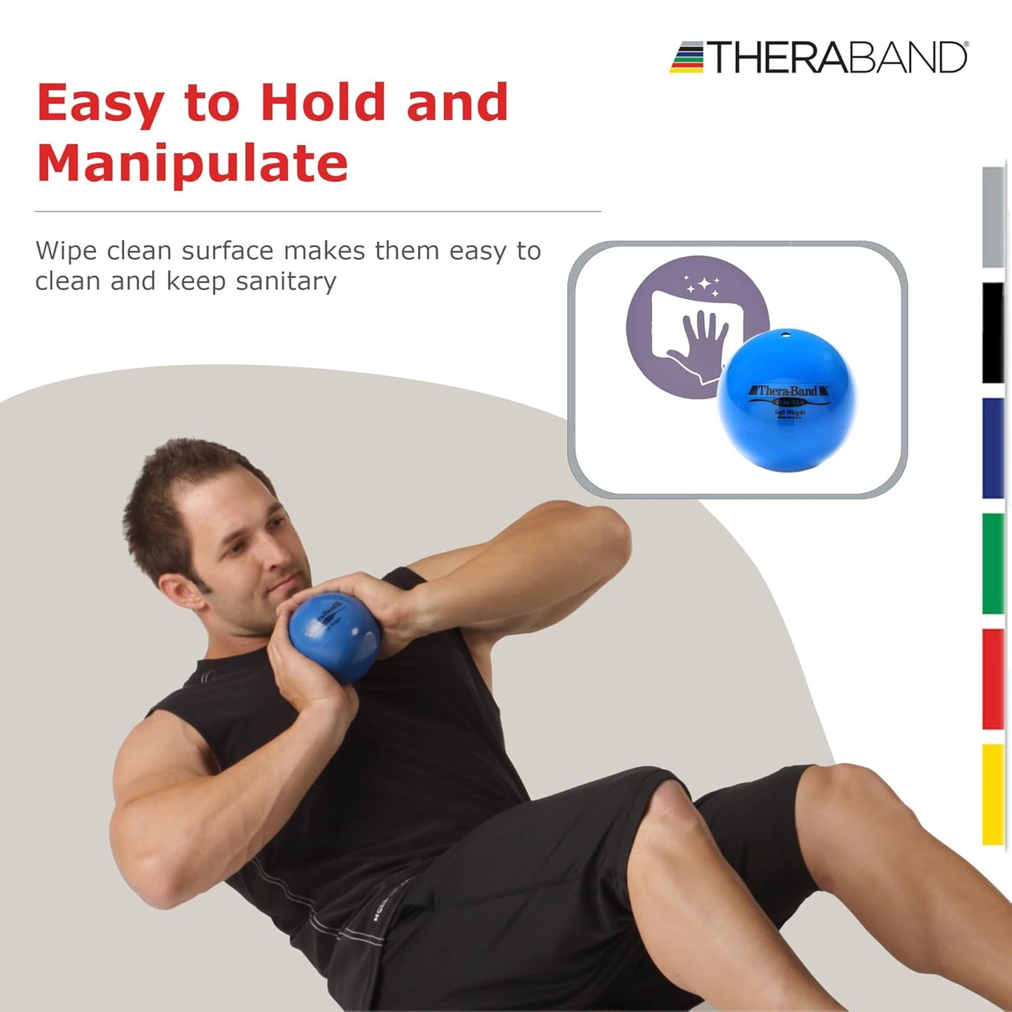 THERABAND Soft Weight, 4.5" Diameter, Weighted Balls for Baseball, Weighted Balls for Softball, Hand Held Ball Shaped Isotonic, Shoulder Strength, Rotator Cuff & Throwing Trainer, Yellow, 2.2LB