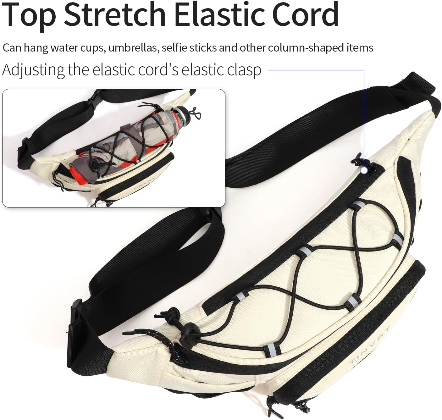 TINYAT Large Fanny Pack Travel Waist Bag Lightweight for Men&Women with Adjustable Strap T206 Blue