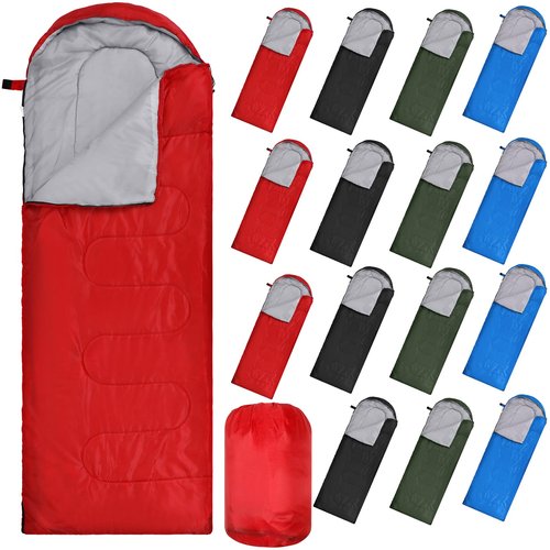Tudomro 16 Pack Camping Sleeping Bags Bulk Adults Envelope 4 Season Cold Warm Weather Lightweight Waterproof Compact Backpacking Sleeping Bag for Travel Hiking(Blue, Red, Green, Black)
