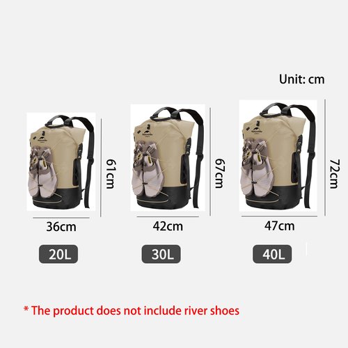 Naturehike Waterproof Backpack For Men, Hiking Backpack Waterproof Outdoor Day Pack, Lightweight Camping Travel 20L/30L/40L (Khaki, 40)