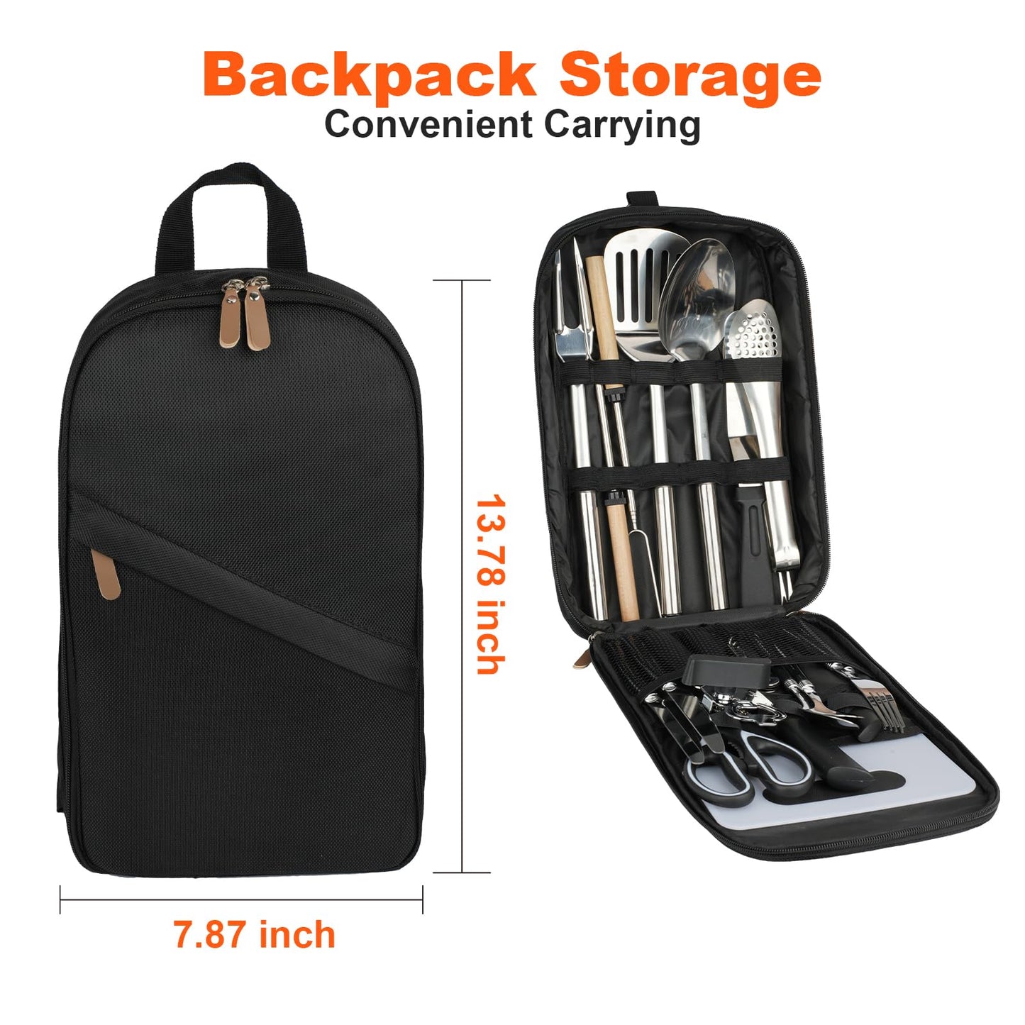 aiGear Camping Kitchen Utensil Set 27 Piece Portable Cookware Kit for BBQs, Outdoor Cooking, Picnics, and Adventures Camping Cookware Kitchenware Storage