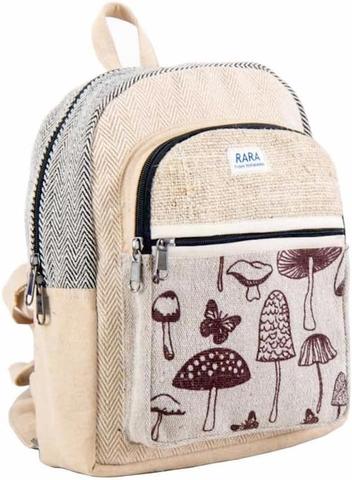 Hemp MINI backpack, Handmade & stylish Travel backpack with adjustable straps, Made by Nepali artist for adults