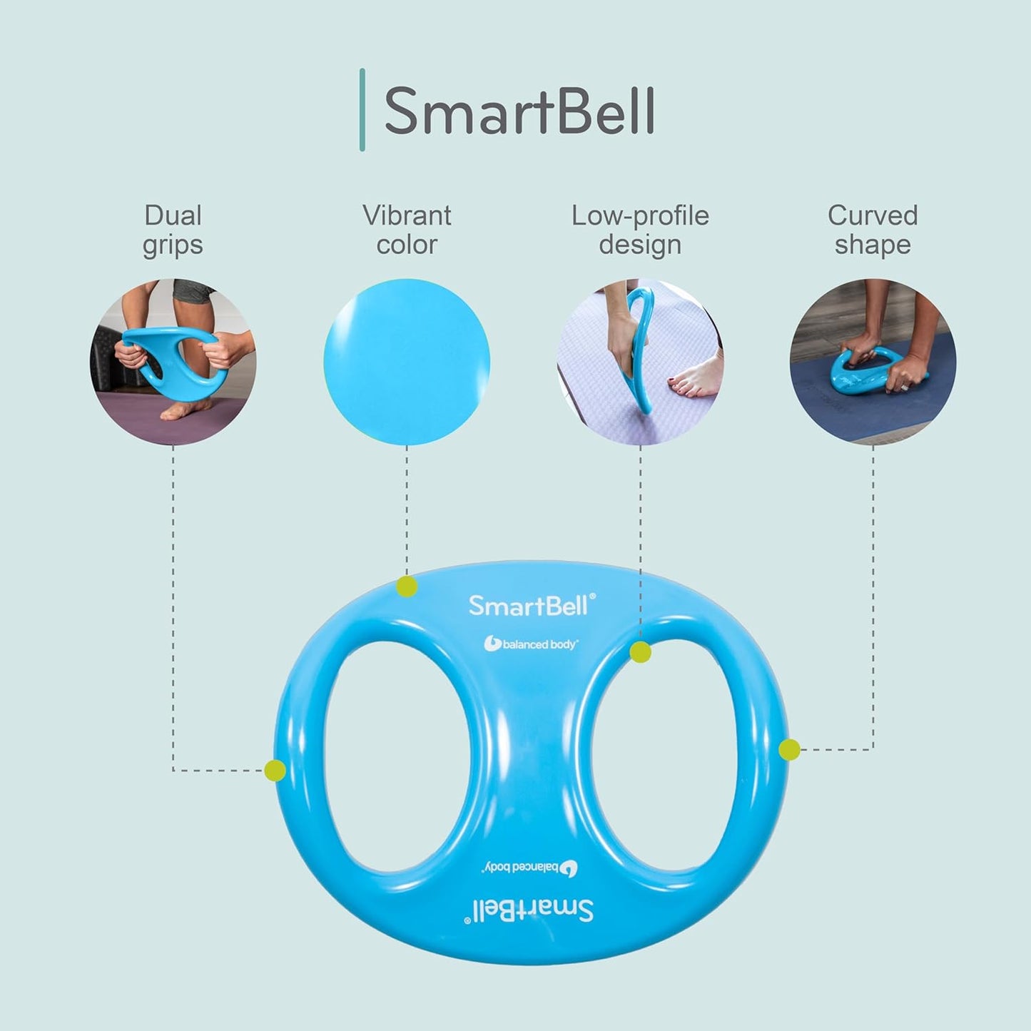 SmartBell Ergonomic Pilates Dumbbell - Two-Handed Exercise Weight for Home Gym