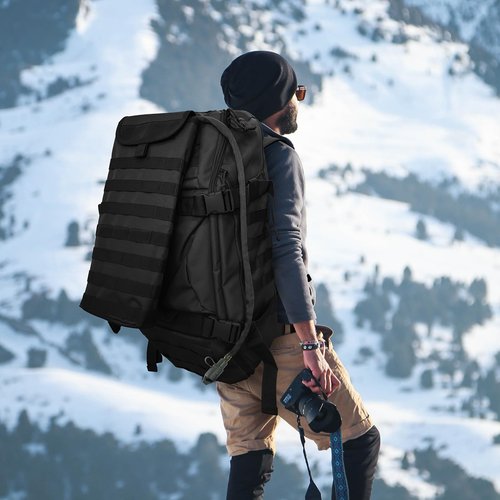 EASY BW Tactical MOLLE Hydration Pack Carrier Backpack with 3L Water Bladder for Outdoor Sports, Black