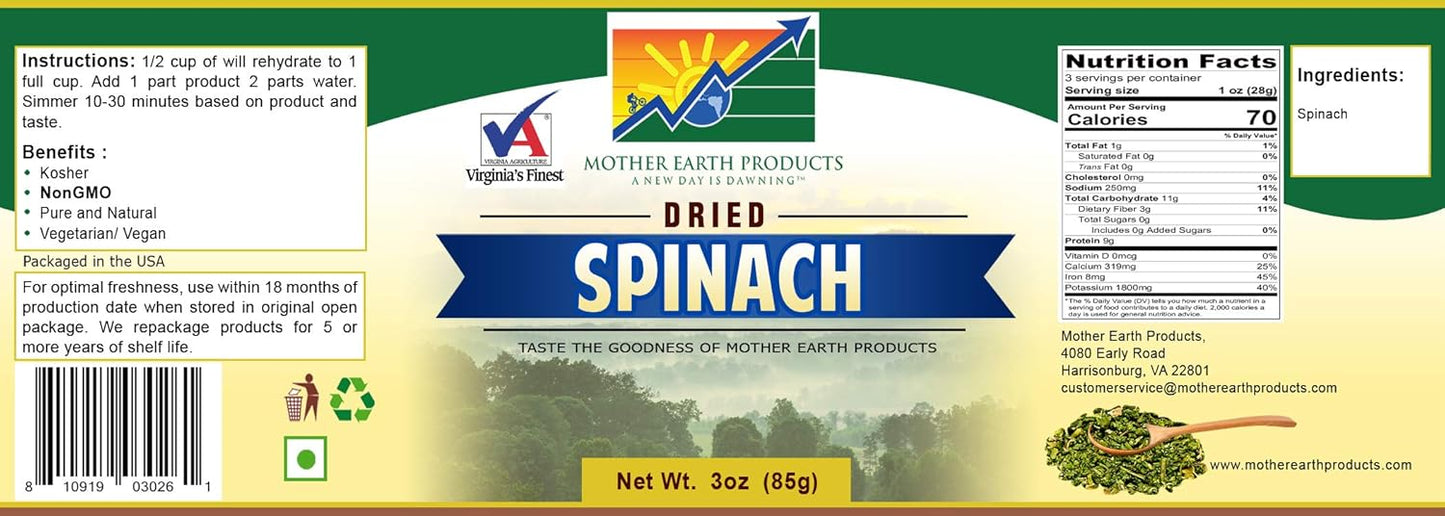 Mother Earth Products Dehydrated Spinach Jar