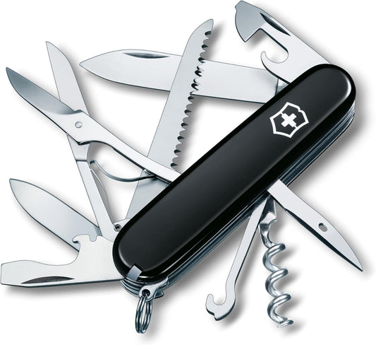 Victorinox Huntsman Swiss Army Knife, 15 Functions, Swiss Made Pocket Knife with Large Blade, Screwdriver, Scissors and Wood Saw - Red