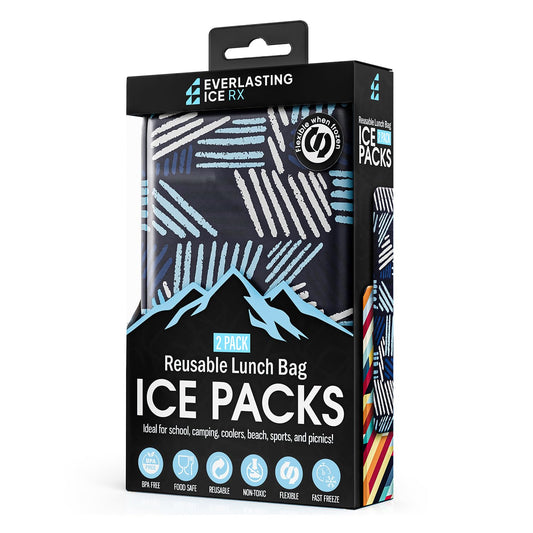 Everlasting Ice RX Reusable Ice Packs for Lunch Boxes & Coolers (2 Pack) Flexible, Long-Lasting, BPA Free, Versatile Soft Ice Pack for Insulated Bags, Picnic, Travel, and More