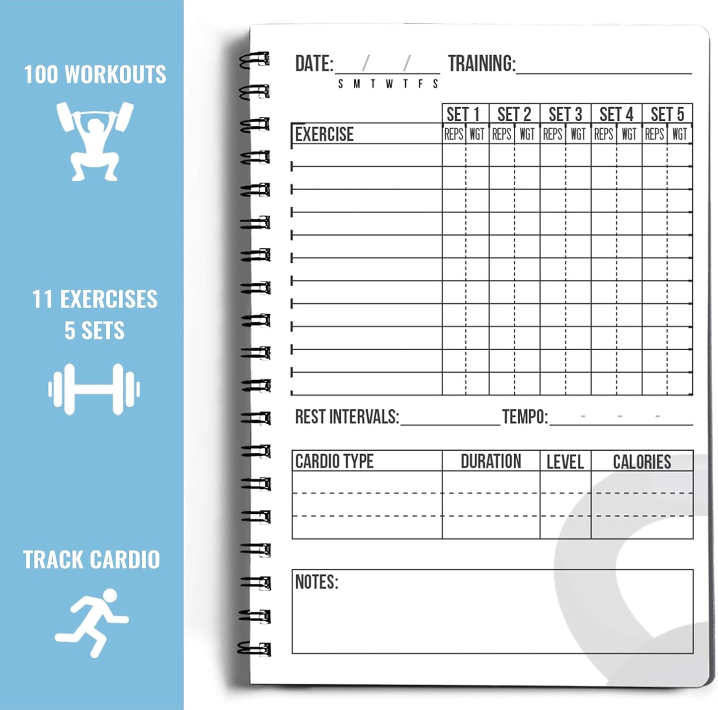 Workout Planner for Daily Fitness Tracking & Goals Setting - A5 Size, 6” x 8”, Charcoal Gray - Men & Women Personal Home & Gym Training Diary - Log Book Journal - by Workout Log Gym