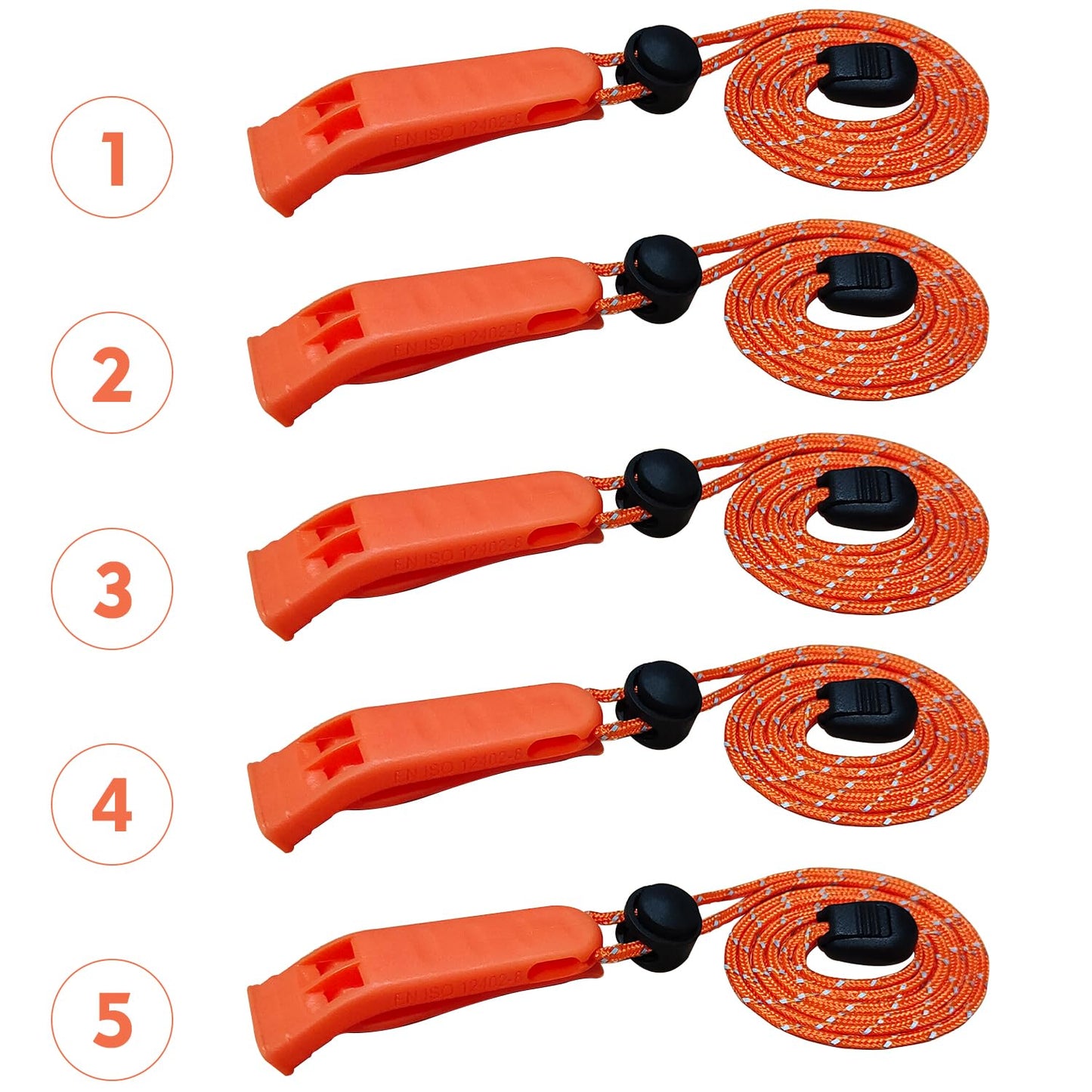 Amzonly Emergency Whistle, 120db Safety Whistle Survival Shrill Loud for Camping Hiking Hunting Boating Fishing Life Vest Jacket Rescue Signaling Kids Lifeguard 5 Pack