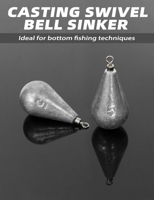 BLUEWING Casting Swivel Bell Sinkers Fishing Weights Drop Shot Dipsey Lead Saltwater, 1oz - 10pcs