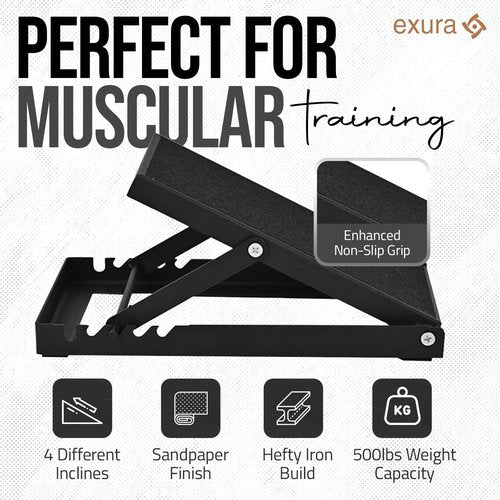 Slant Board Calf Stretcher Exura - Adjustable Slant Board, Knees Over Toes, Incline Board, Achilles Stretcher, Ankle Stretcher, Squat Wedge, Stretch Board, Physical Therapy, Calf Pro Board