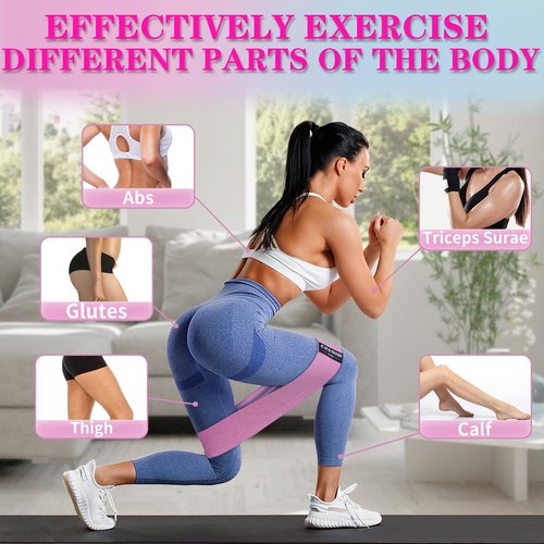 CELOID Resistance Bands Set,Exercise Bands with Non-Slip Design for HIPS & Glutes,3 Levels Workout Bands for Women and Men,Booty Bands for Home Fitness,Yoga,Pilates,Green Purple Pink