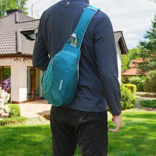 Peicees Sling Bags Men Women Shoulder Backpack Small Cross Body Chest Sling Backpack, Turquoise