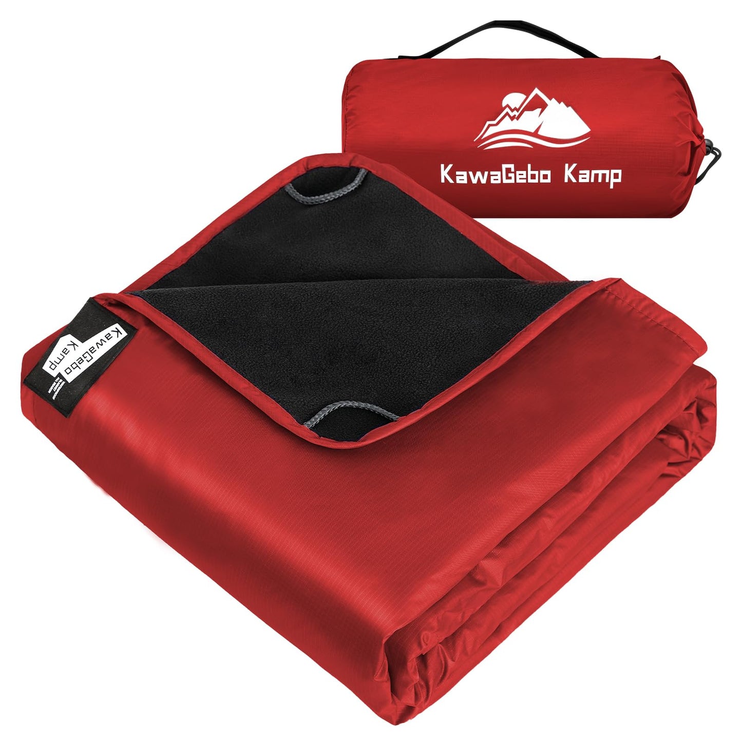 KawaGebo Kamp Fleece Waterproof Outdoor Blanket, Windproof Stadium Blanket for Camping, Picnics, and Sports Stay Dry and Comfortable 80"x58"